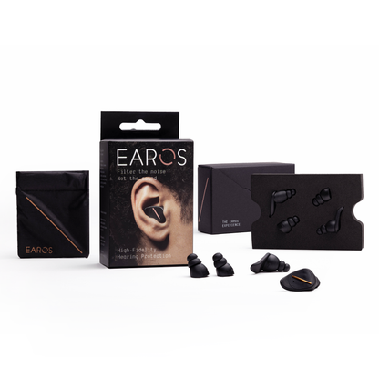 EAROS are semi-custom earplugs that come with a carrying pouch and two size inserts for your ears to make sure they are very comfortable